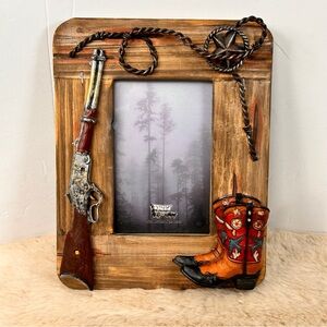 Source Unknown Brown and Red Picture Frame with Vintage Accents